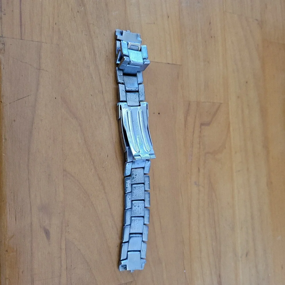 Vintage Titanium Link Bracelet 7in Matte Silver Tone Heavy Mens Unisex